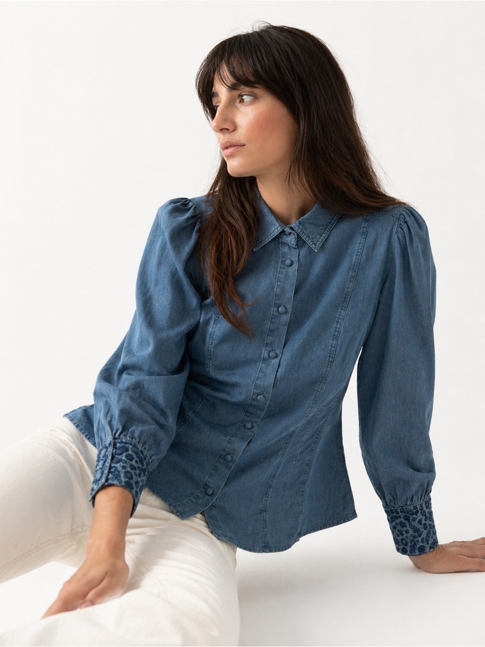 Tristan Denim Coquette Blouse